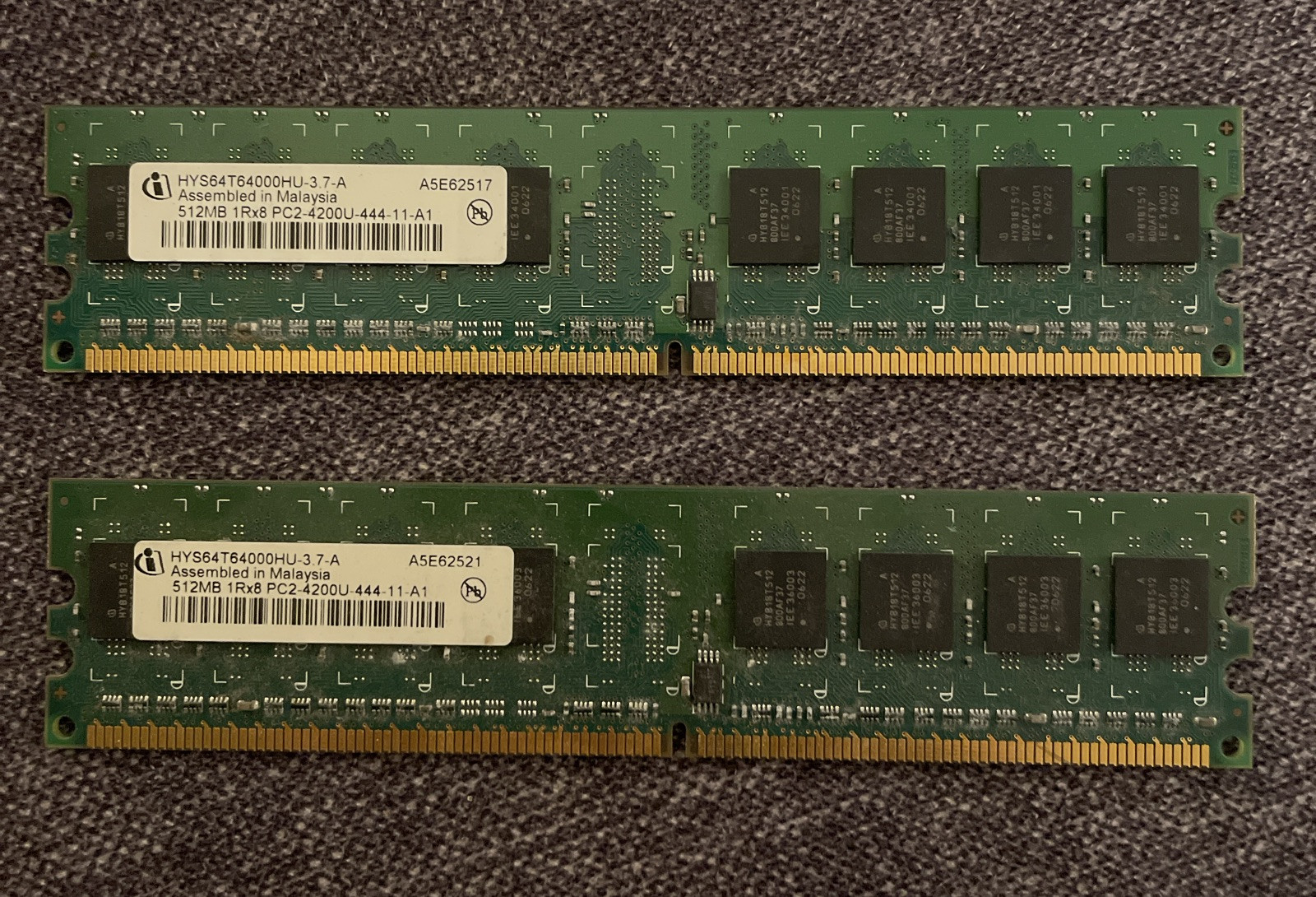 HYS64T64000HU-3.7-A Infineon 512MB PC2-4200 DDR2-533MHz CL4 240-Pin DIMM Module