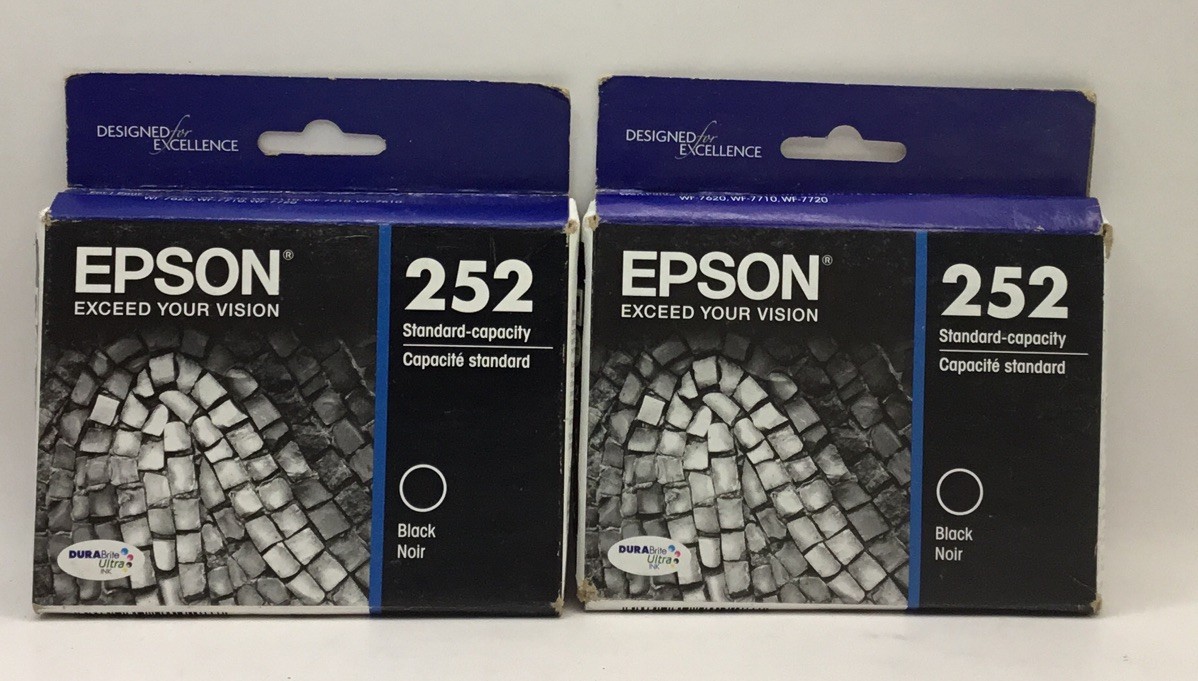 2 BOXES OF Epson 252 Standard Black Ink Cartridge EXPIRED 01/2022