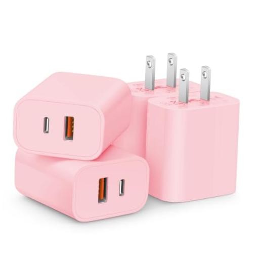 [4 Pack] 20W USB C Charger Block Fast 4-Pack 20W Charger Light Pink-20W-4 Pack