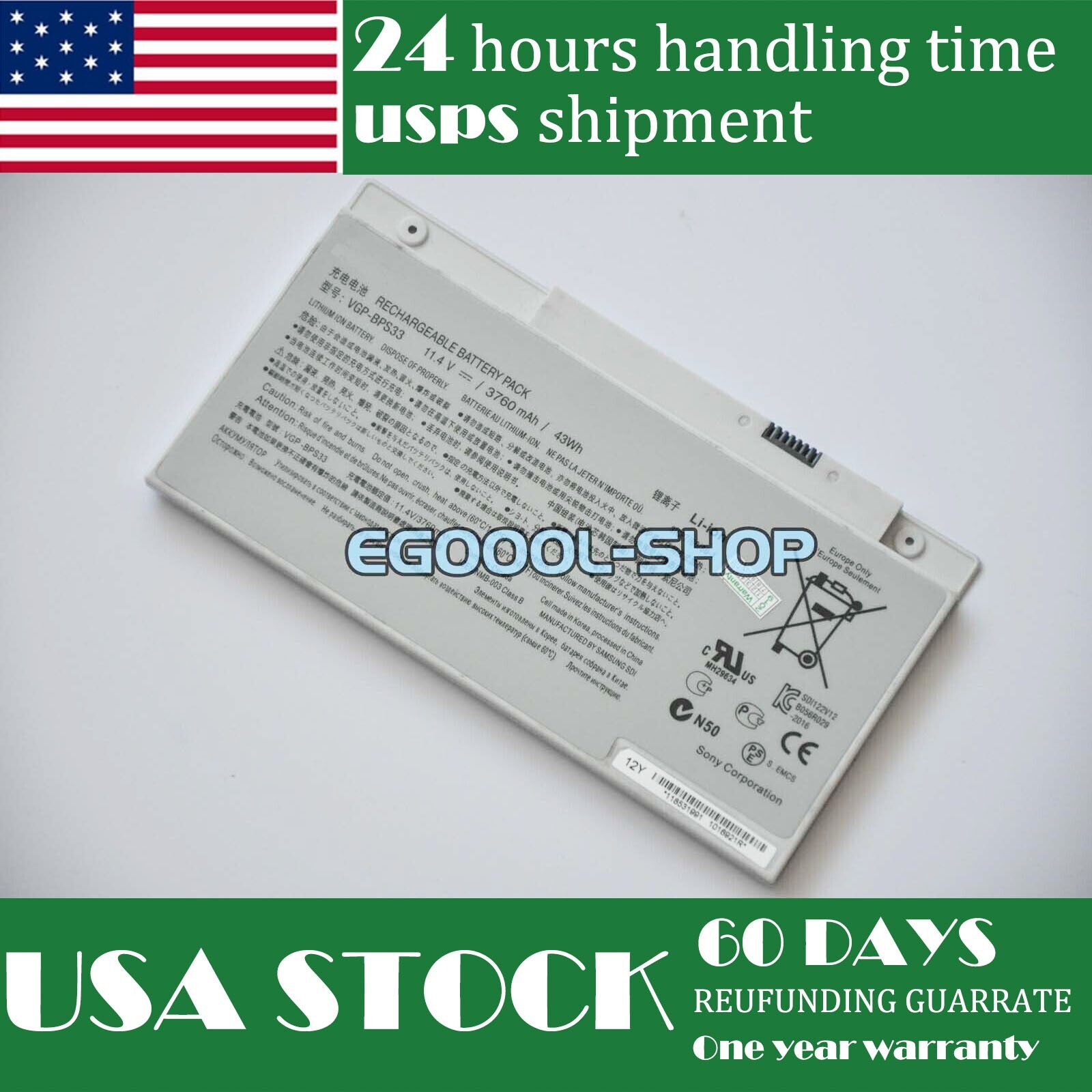 New Genuine VGP-BPS33 Battery for Sony VAIO SVT14122PXS SVT15117CXS SVT15115CXS