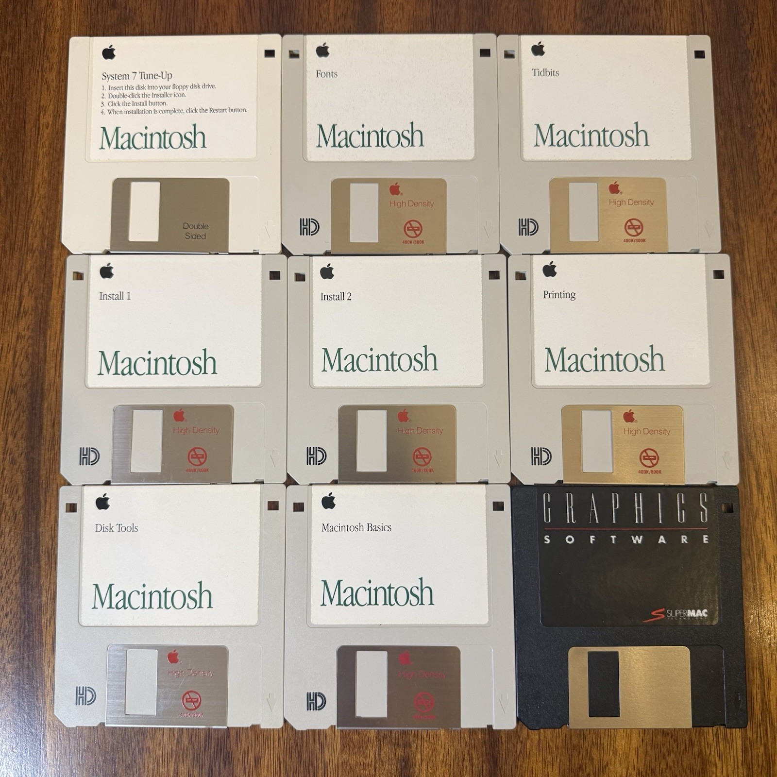 Apple Macintosh IIvx Install Floppy Disks 1991 Tidbits Fonts 9 Disks Ver 7.0.1