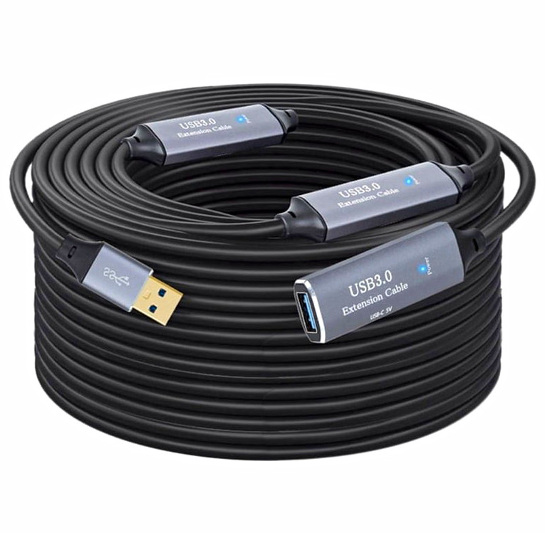USB 3.0 Active Extension Cable USB-A M to A F Signal Booster USB-C Power 50 FT