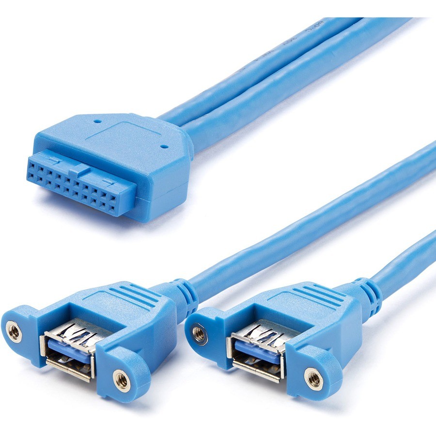 StarTech 1.64ft 2Port Panel Mount USB 3.0 Cable to Motherboard Header, Blue