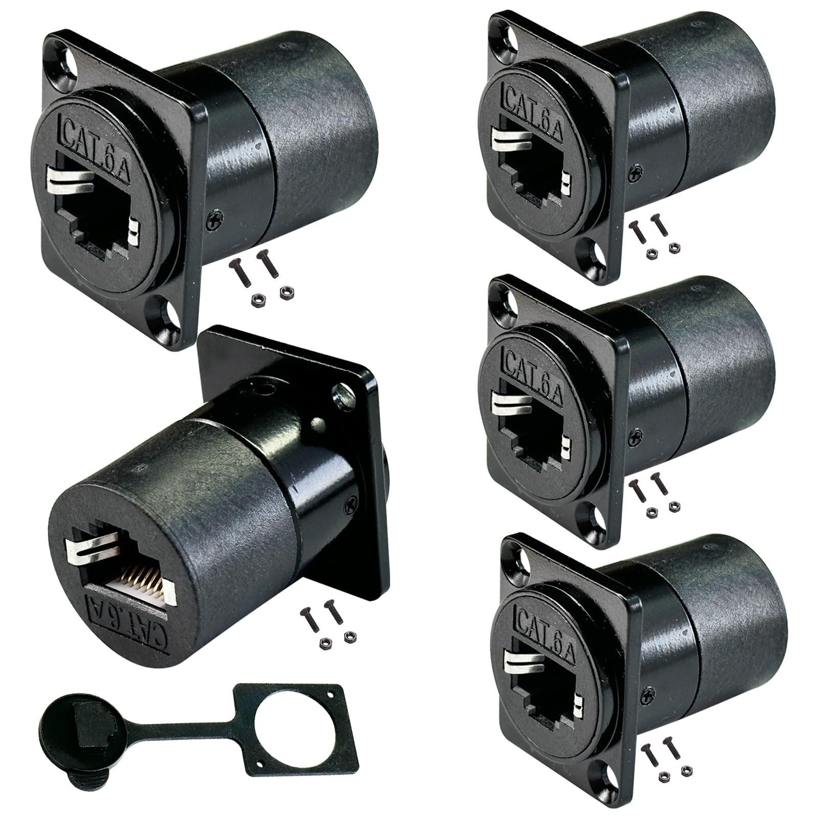 5 PCS DType RJ45 CAT6A Coupler Shielded Panel Mount Feed Thru Female