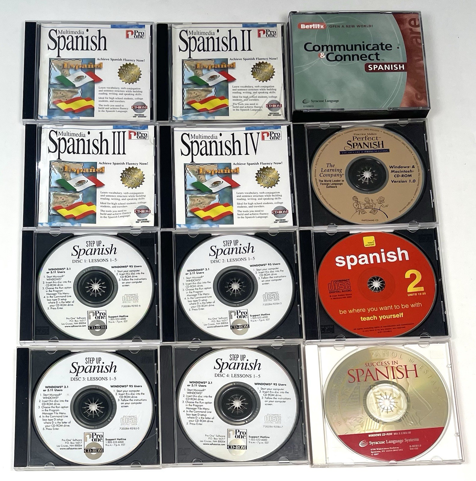 VTG Lot 5+ Spanish Language Learning Systems CD-Rom Berlitz Multimedia Step Up