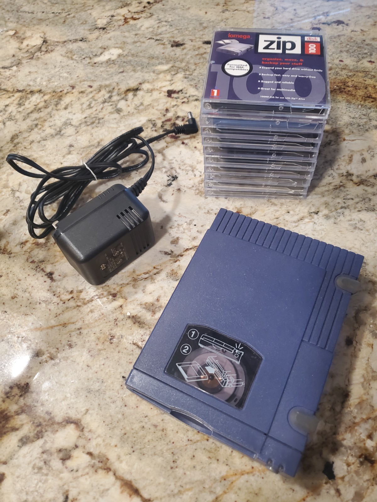 IOMEGA Zip 100 100MB External USB Drive Z100 W/OEM USB 10 Disks TESTED WORKS