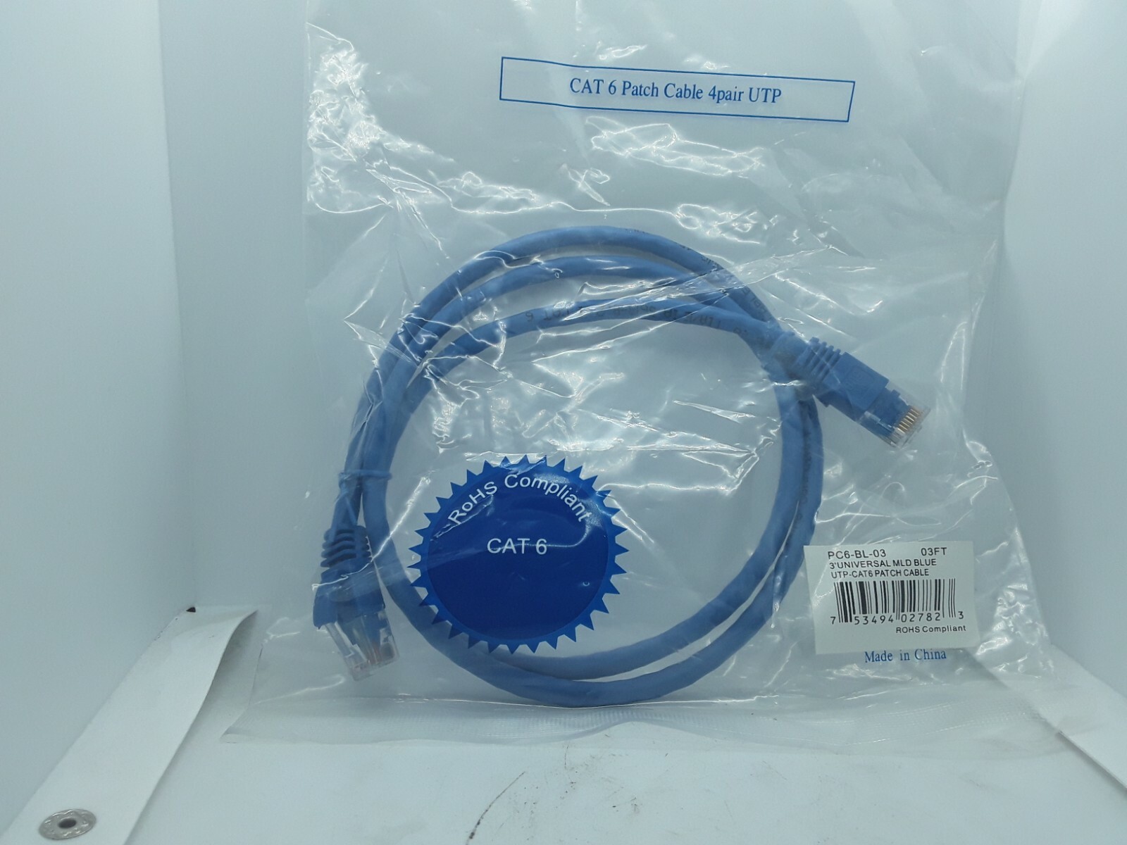 3' Universal MLD Blue UTP-CAT6 Patch Cable 3ft PC6-BL-03