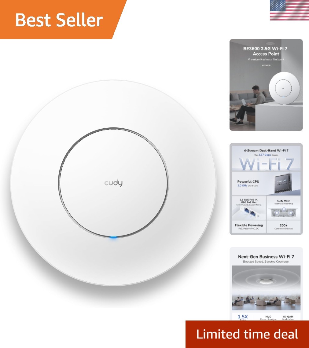 BE3600 Dual Band Ceiling Mount Wi-Fi 7 Wireless Access Point, 4-Stream, 2.5G ...