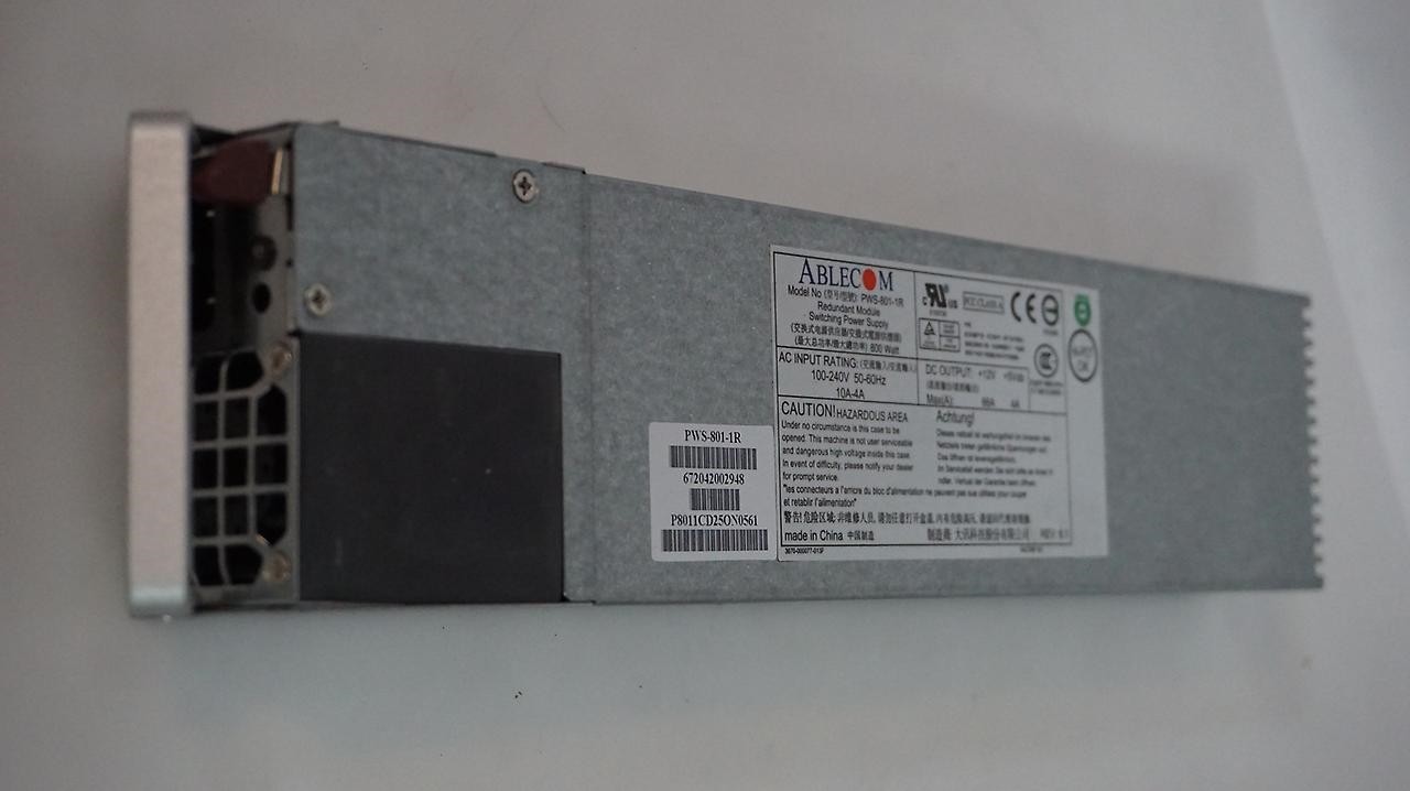 ABLECOM / SUPERMICRO PWS-801-1R 1U 800W REDUNDANT HOT SWAP SERVER POWER SUPPLY