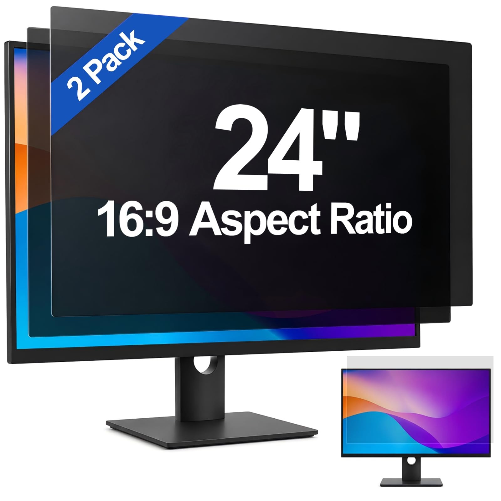 GMOC [2-Pack] 24 Inch Privacy Screen for Computer Monitor, 16:9 Aspect Ratio ...