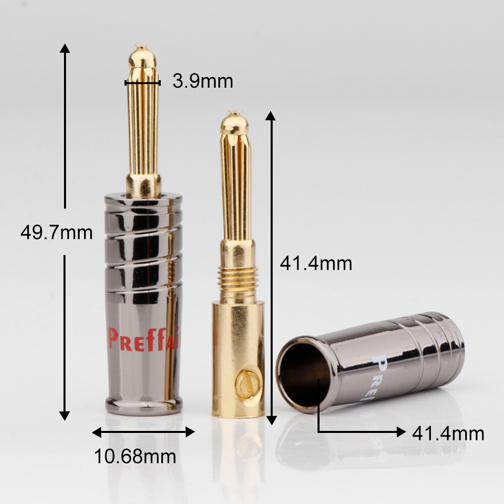 4Pcs/lot 2MM Copper Gold-Plated Banana Plug Speaker Wire Plug Braided Wire Plug