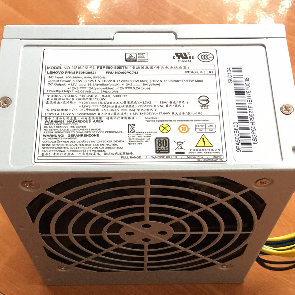 1PC For Lenovo Thinkcentre 500W Mute Power Supply FSP500-50ETN 14Pin+4Pin+6Pin