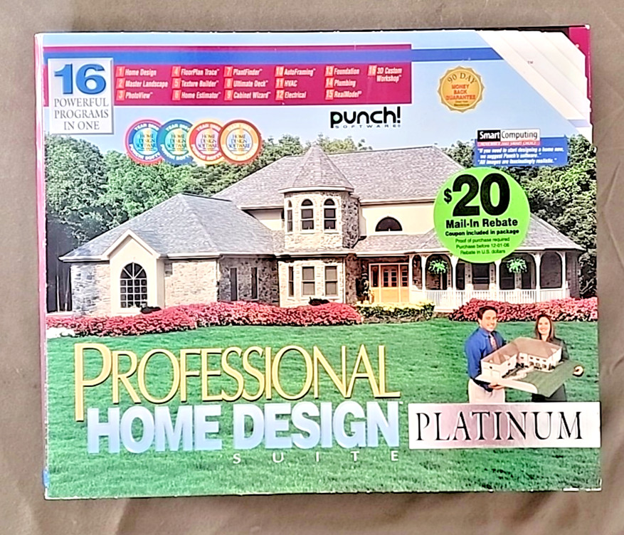 Professional Home Design Suite Platinum Punch PC CD-ROM Big Box 2003 3rd Version