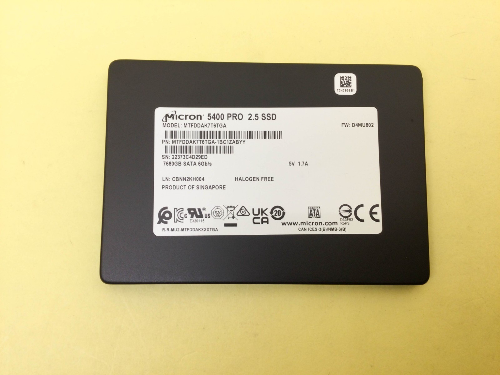 MICRON 5400 PRO 7.68TB SATA 6Gb/s 2.5" 7680GB SSD MTFDDAK7T6TGA
