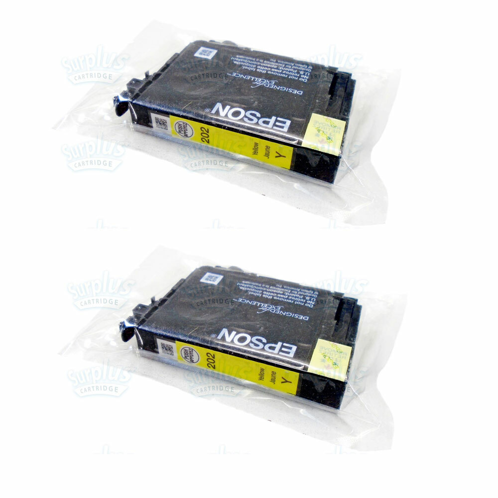 Genuine Epson 2PK 202 Yellow Ink Cartridge XP5100 WF2860 T202220 (NOT Initial)