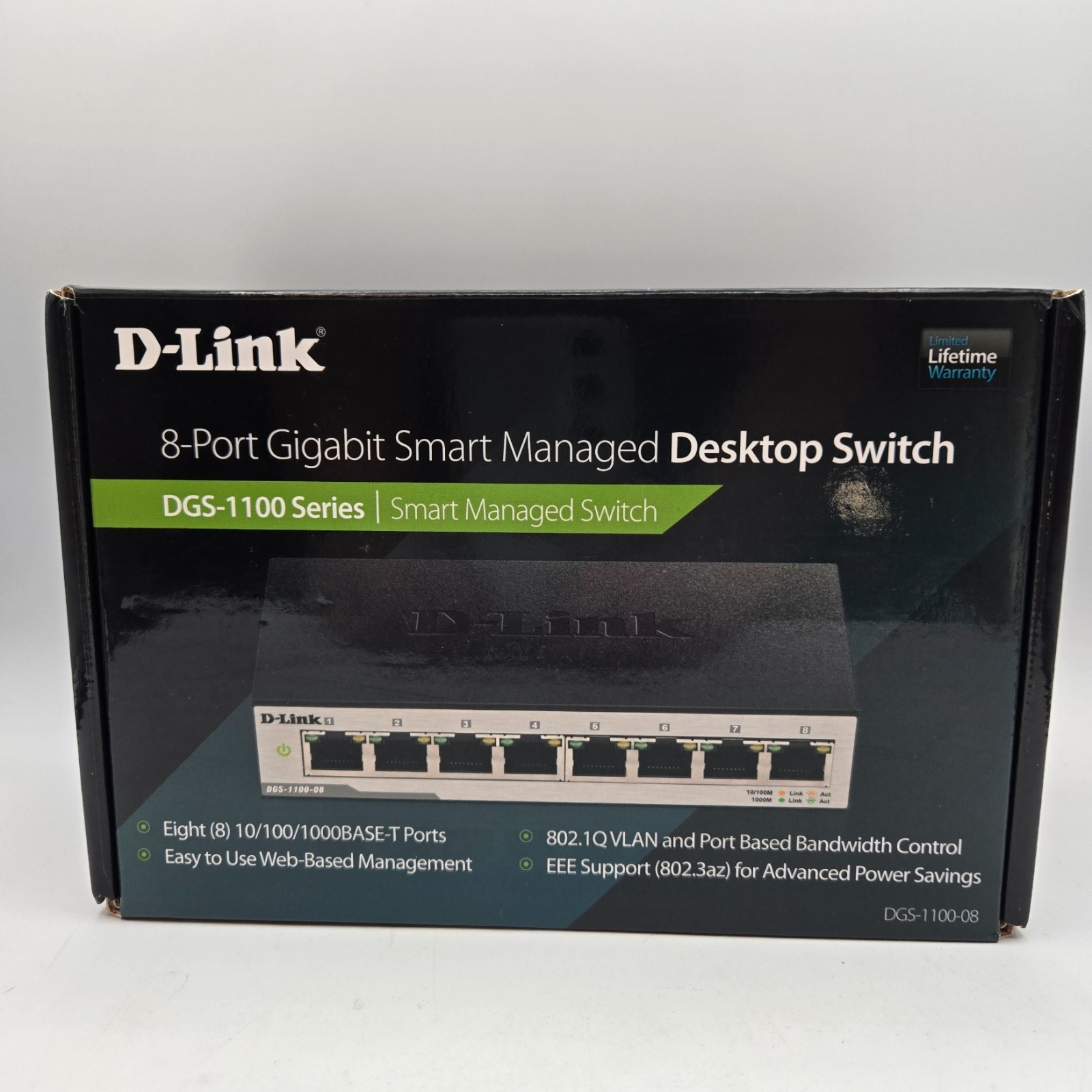 D-Link DGS-1100-08 8-Port Gigabit Smart Managed Switch Open Box Complete