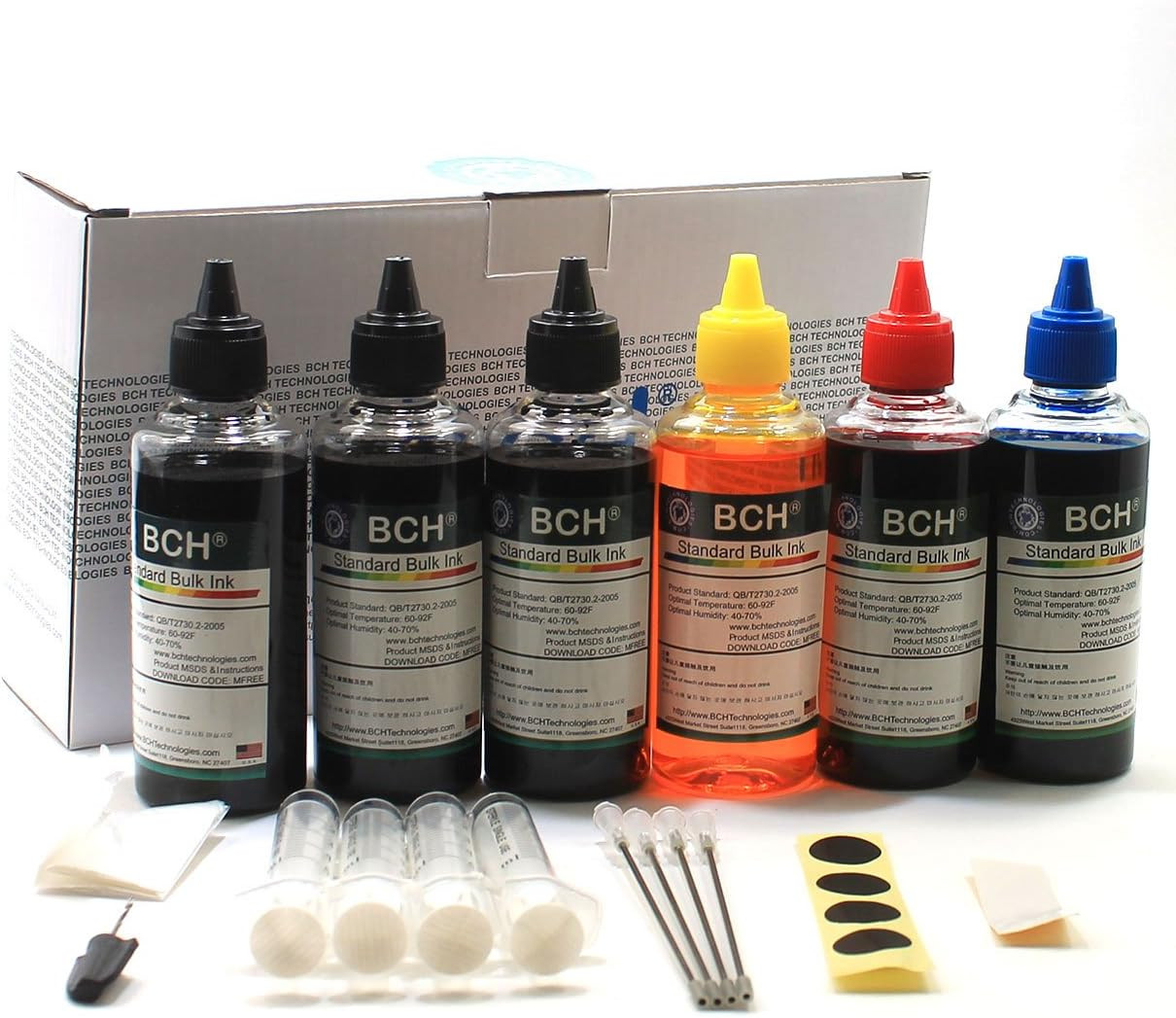 BCH Standard Printer Refill Ink Kit – 600Ml Bulk Dye Ink (3X Black, Cyan, Magent