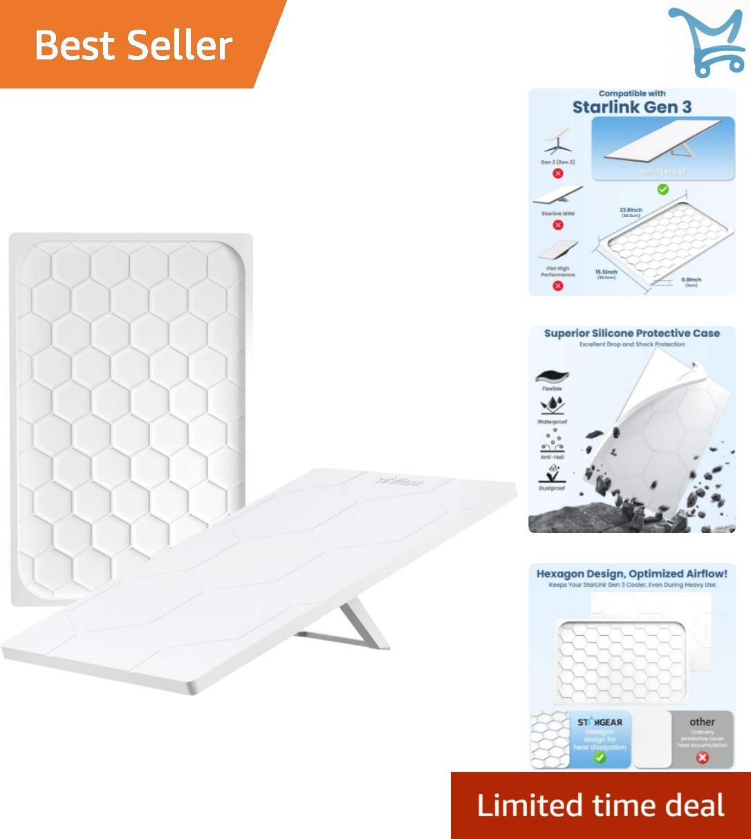 Starlink Gen 3 Protective Silicone Case Waterproof Impact Resistant White
