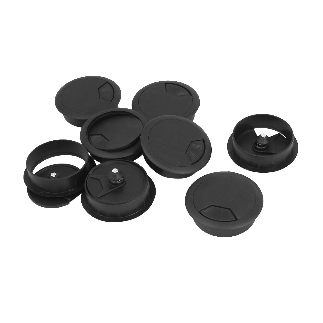 Computer Desk Table Plastic Grommet Wire Cable Hole Cover Cap Black 8Pcs