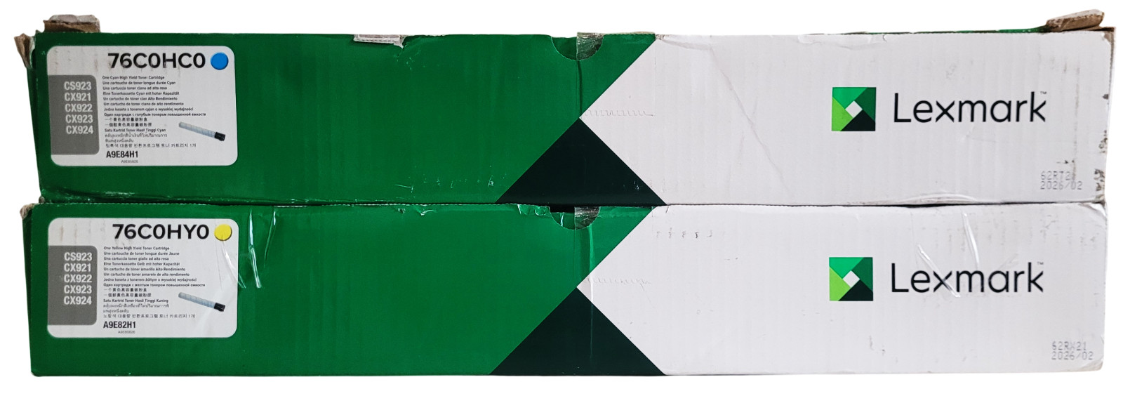 Lexmark 76C0HY0 Yellow 76C0HC0 Cyan High Yield Toner Cartridge Lot of 2 