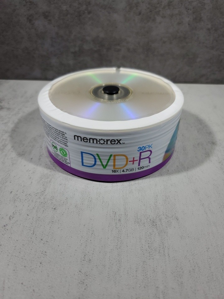 Memorex DVD-R Blank Recordable Discs 4.7 GB 16X Speed 120 Min 30 Pk Sealed READ 