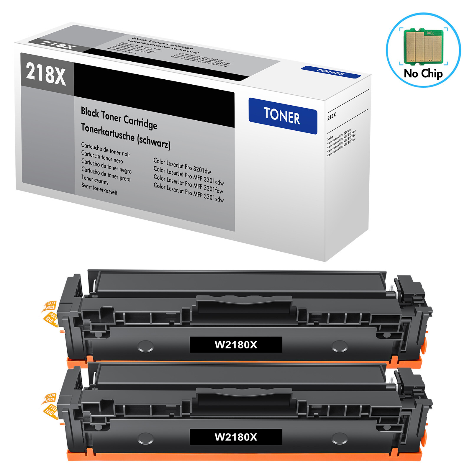 2PK Laserjet Ink Toner 3201dw Replace for HP W2180X W2181X No Chip High Yield