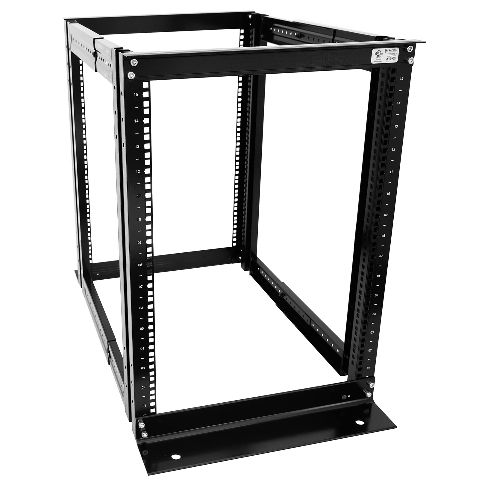 Raising Electronics Server Rack 4 Post Open 15U,36Inch Height, Black-15U