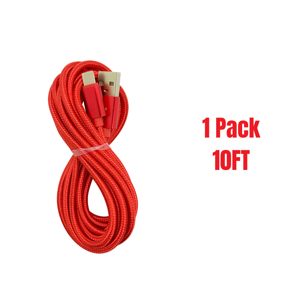 10FT Nylon USB Charger For iPhone iPad Braided Charging Cable Power Adapter Cord