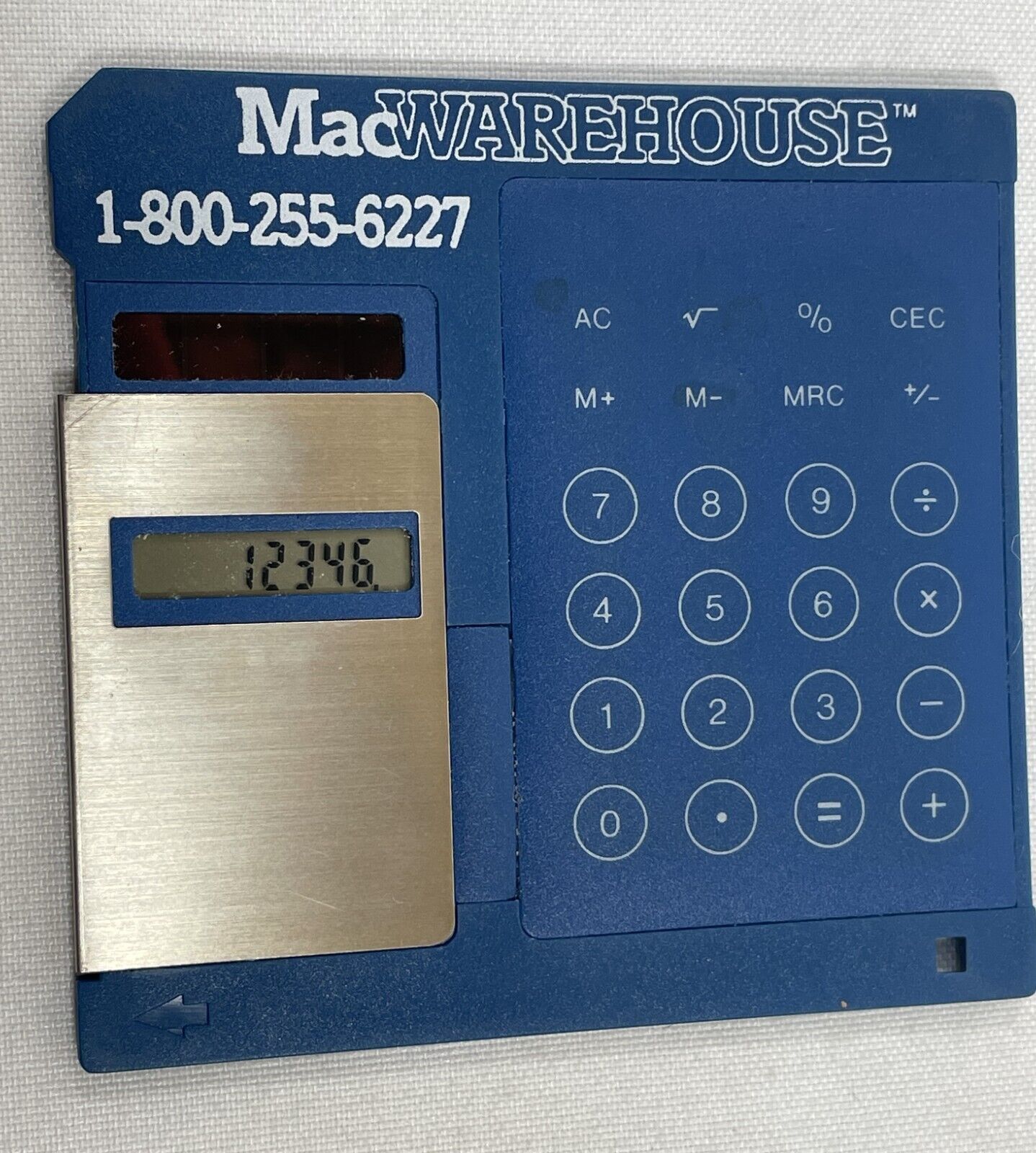 Vintage Mac Warehouse 3.5” Floppy Disk Solar Powered Calculator Working 90's