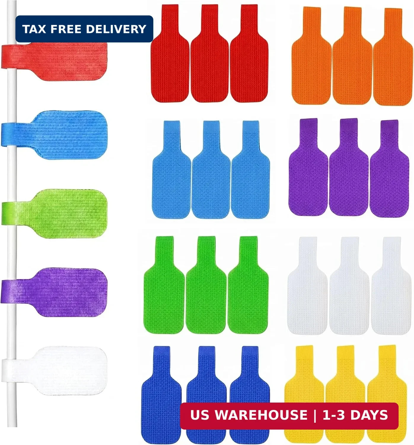 24 PCS of Colored Wire and Cable Labels, Reusable Hook and Loop Closure, writabl