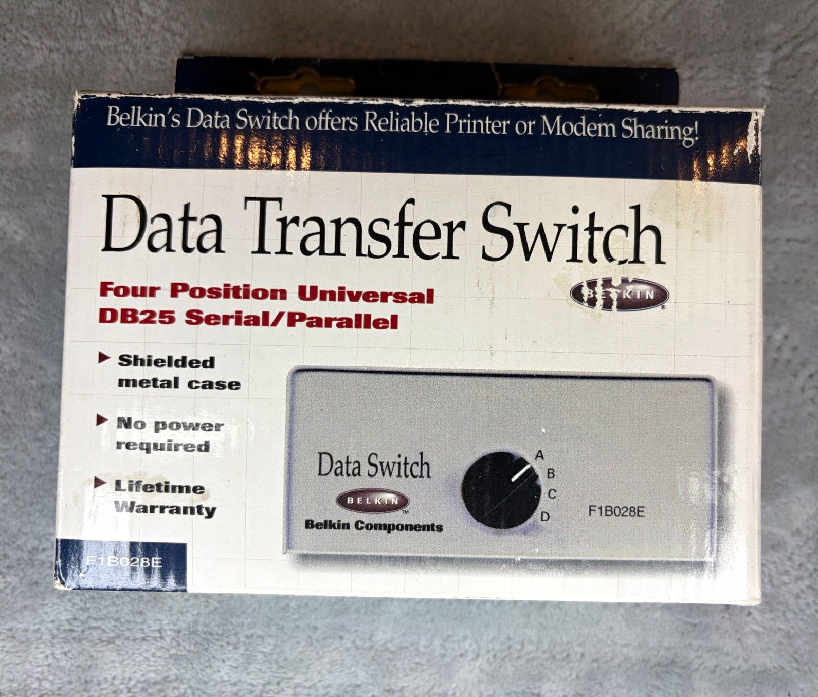 Vintage Belkin Data Transfer Switch Box 4 Posit DB25 Serial Parallel F1B028E NIB