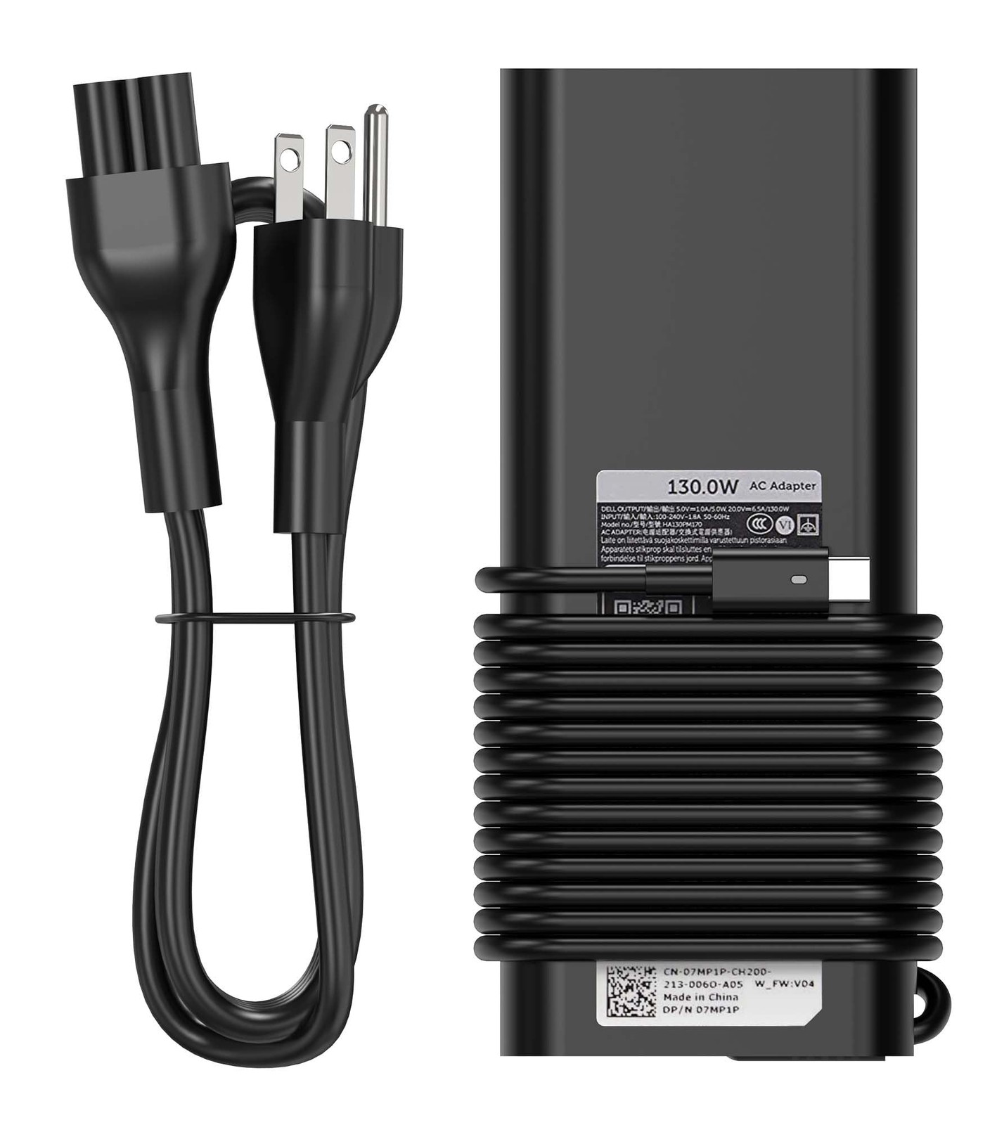 130W USB-C Laptop Charger Compatible with Dell XPS Precision Latitude DA130PM170