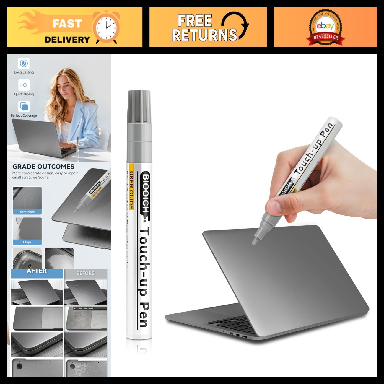 Touch Up Paint Pen for MacBook Pro/Air - Scratch Repair, UV Protection, Easy Bru