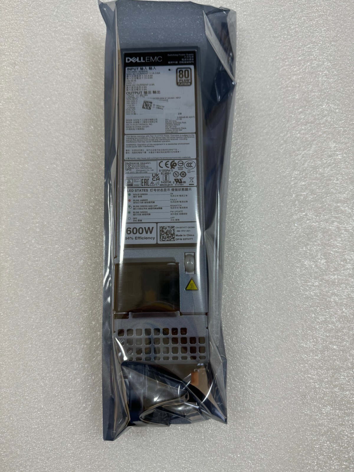 New Dell 03THTT R450 R650 R750 600W For L600E-S1 Y20HJ 0Y20HJ 3THTT 03THTT