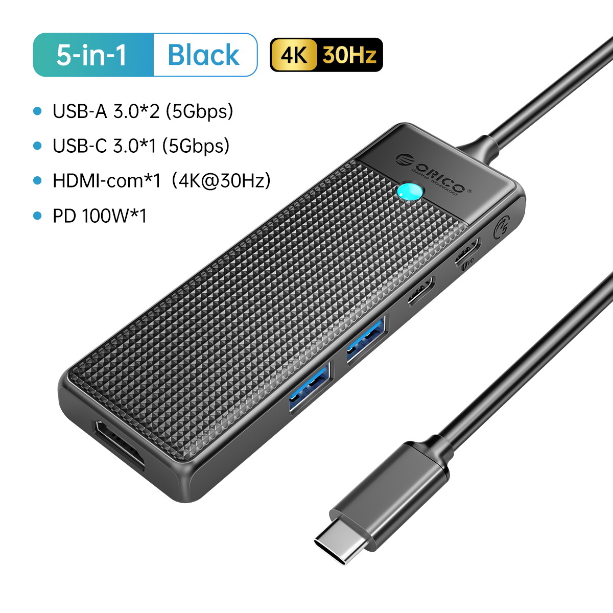 ORICO USB-C HUB Type-C Docking Station USB 3.0 Adapter 4K30Hz PD100 for MacBook