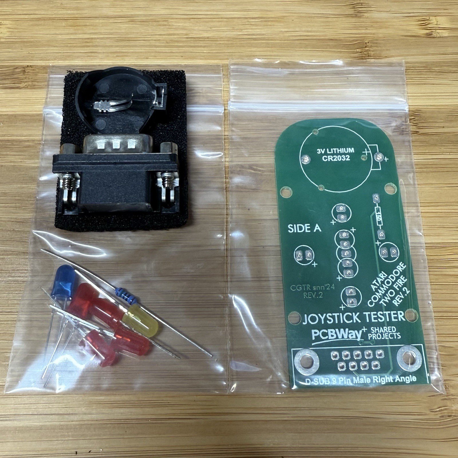 DIY KIT 9PIN JOYSTICK TESTER for COMMODORE and ATARI with TWO FIRE BUTTONS