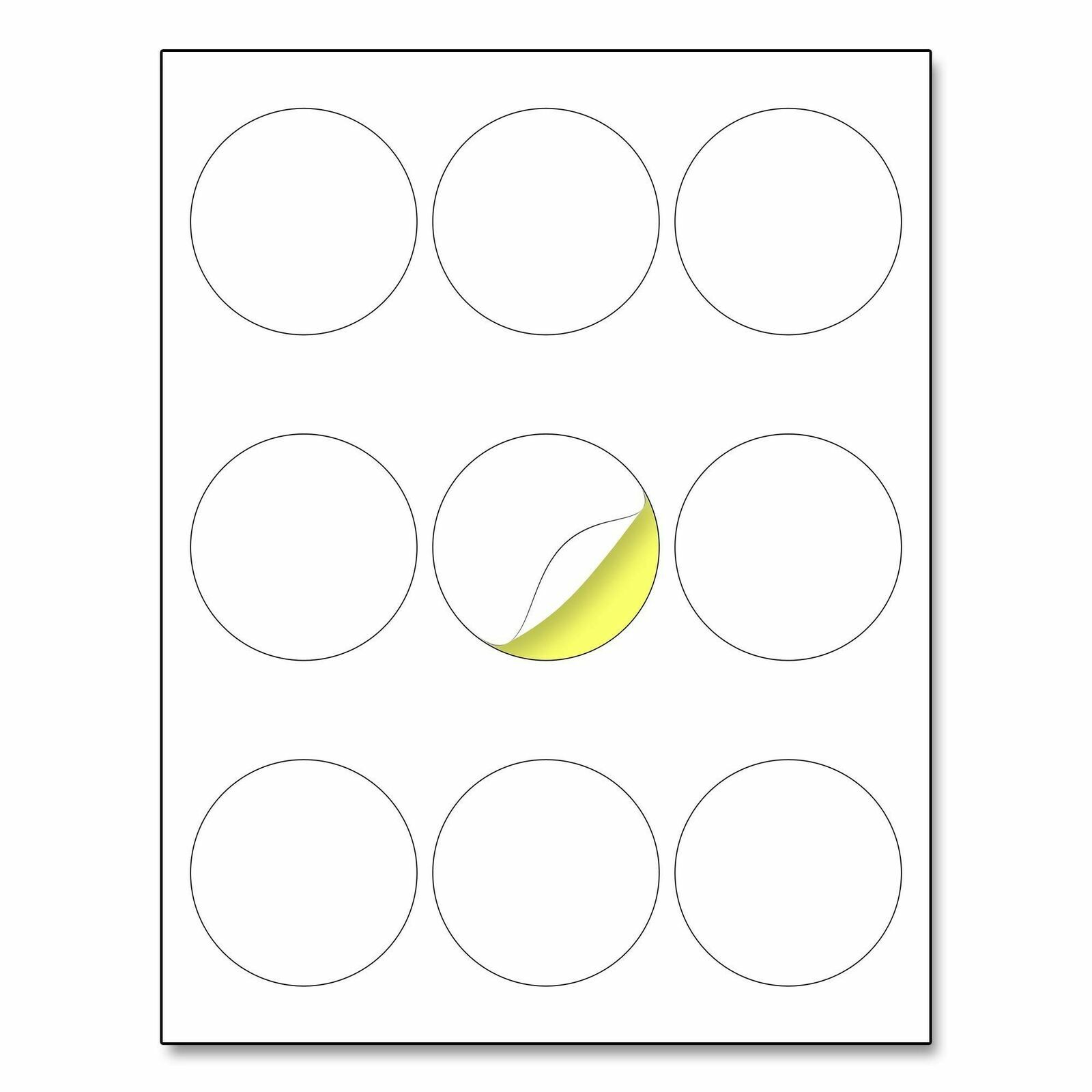 (1200) 2.5" Round Matte White Sticker Label Laser/Inkjet Printing Letter sheet