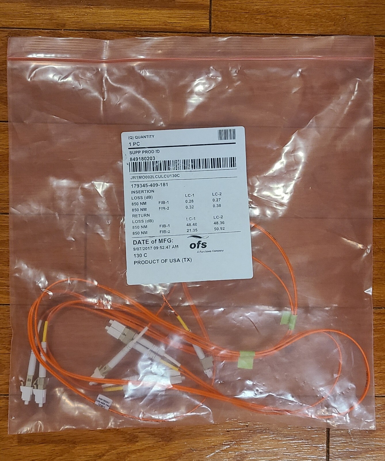 OFS FITEL INCJUMPER LCU/LCU SPLX FIBER