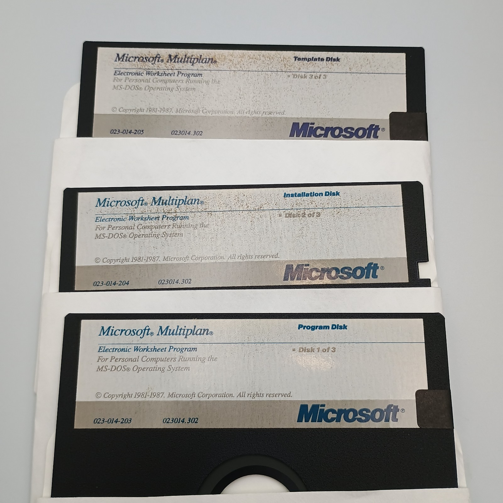 Microsoft Multiplan MS-DOS 5.25" Floppy Disks Vintage Spreadsheet Software 1987