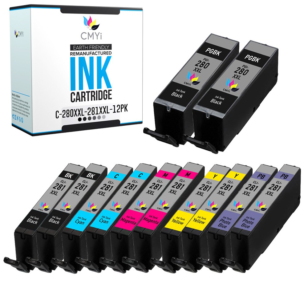 12-PK Compatible CMYi PGI-280XXL & CLI-281XXL Ink for Canon PIXMA TS9120 TS9520