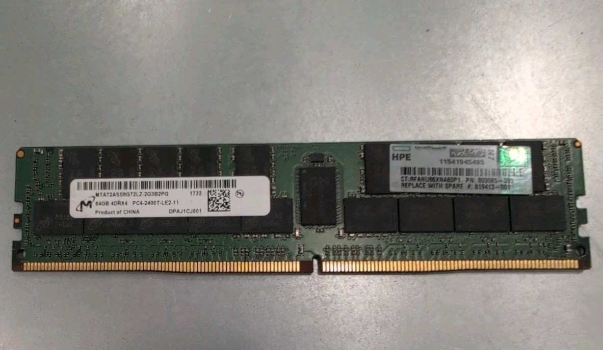 Micron  64GB 4DRX4 PC4-2400T MTA72ASS8G72LZ-2G3B2PG HPE 809085-091 819413-001