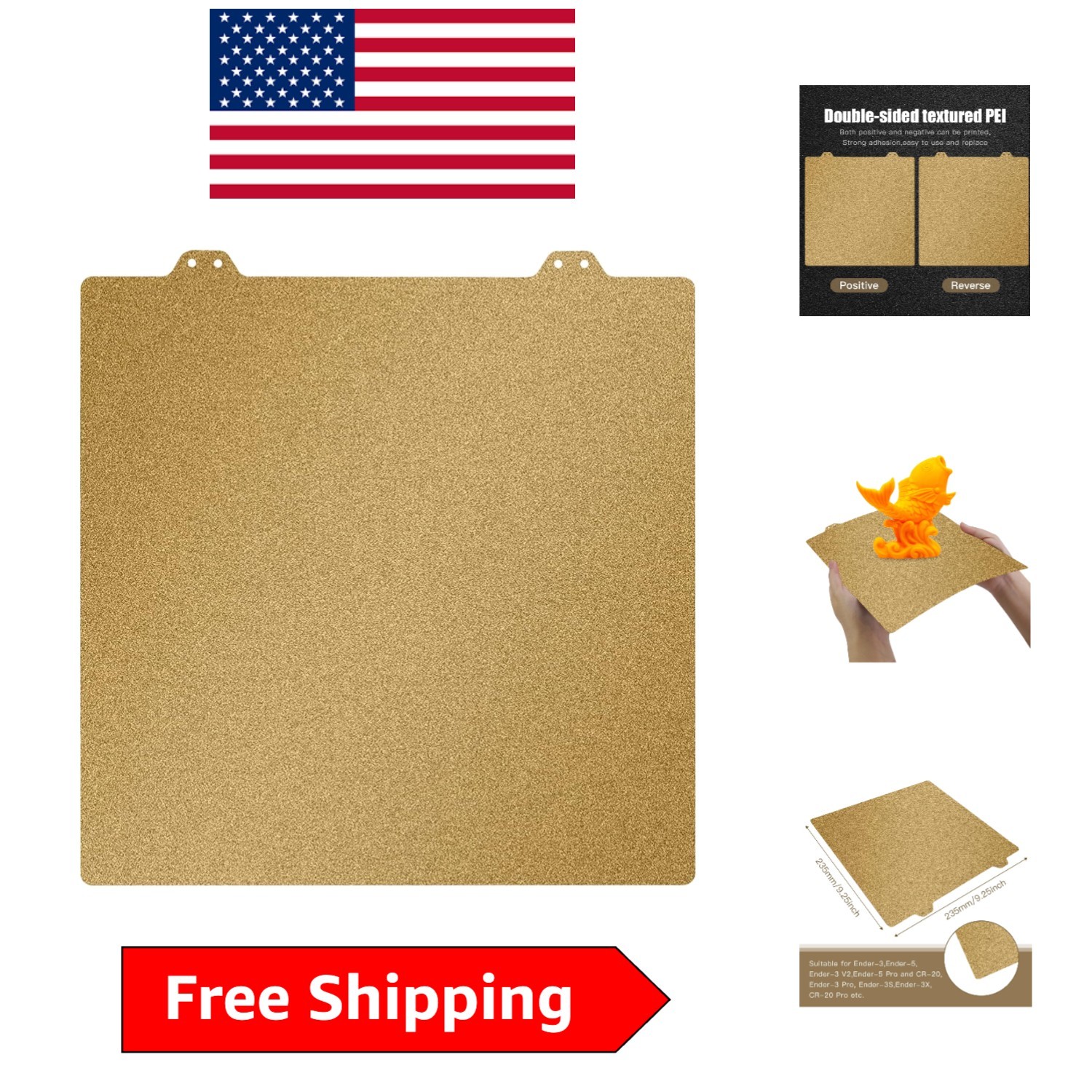Elegant Double-Sided Textured PEI Printing Bed 235x235mm for Ender 3 Series