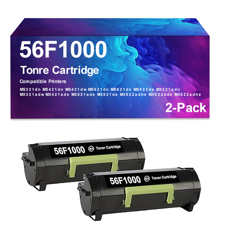 2 Pack  56F1000 Toner Cartridge Replacement for MS321dn MS421dn MS421dw MS521dn