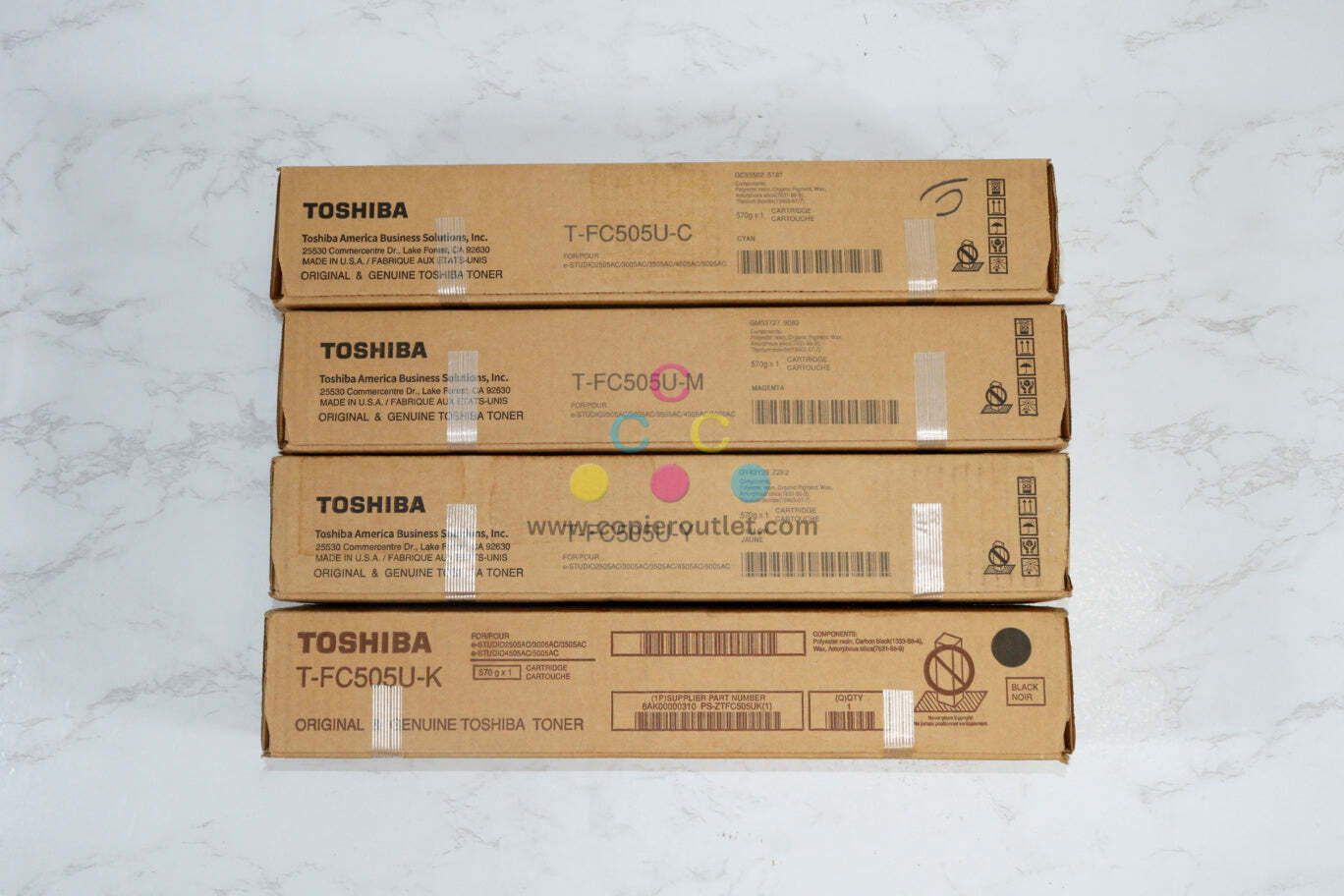 4 Genuine Toshiba e-STUDIO 2505AC,3005AC,5005AC T-FC505U CMYK Hi Yield Toners