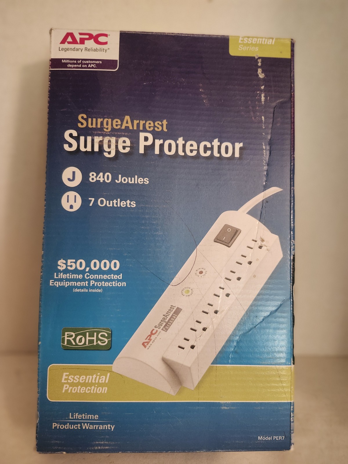 APC PER7T  7-Outlet Surge Protector Strip, Brand NEW in original box w/manual
