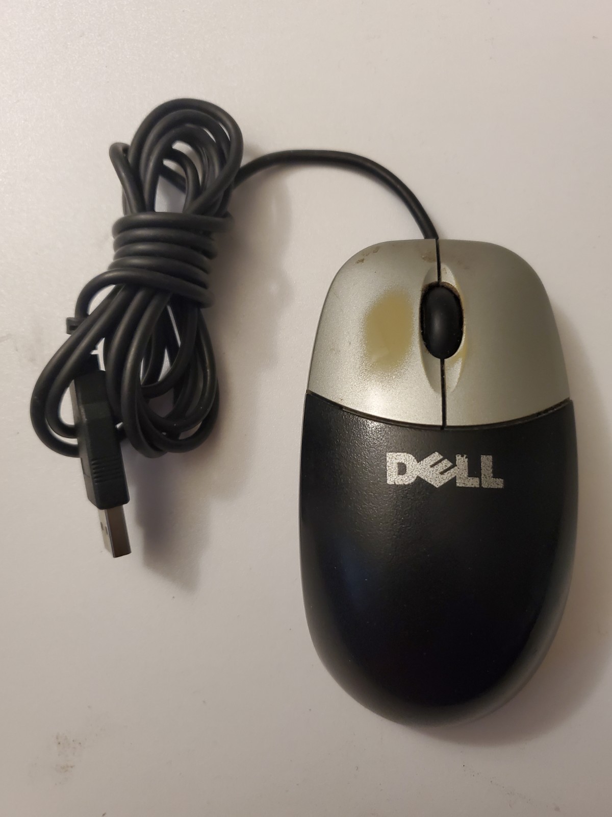 Vintage Dell USB Optical Mouse MO56UOA Black & Silver 