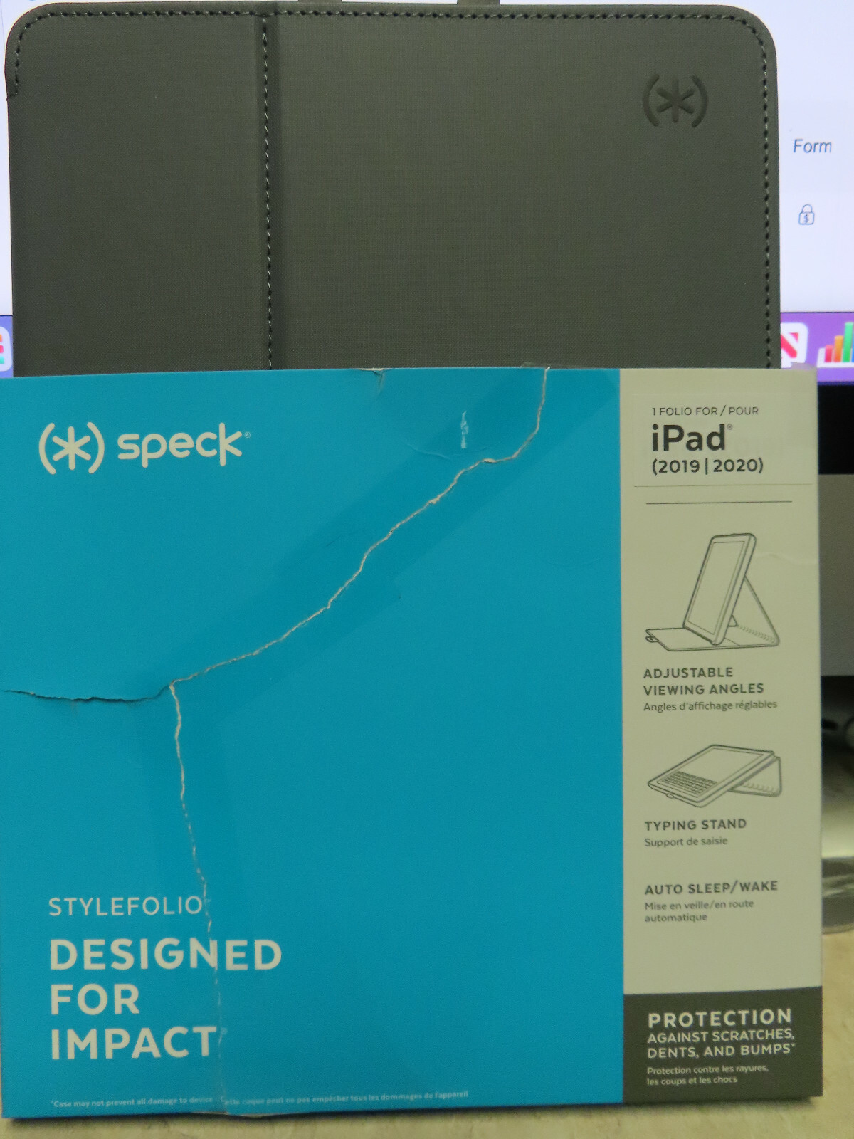 NIP SPECK BRAND STYLEFOLIO IPAD CASE STAND GRAY 2019/2020 ADJUSTABLE VIEWING 