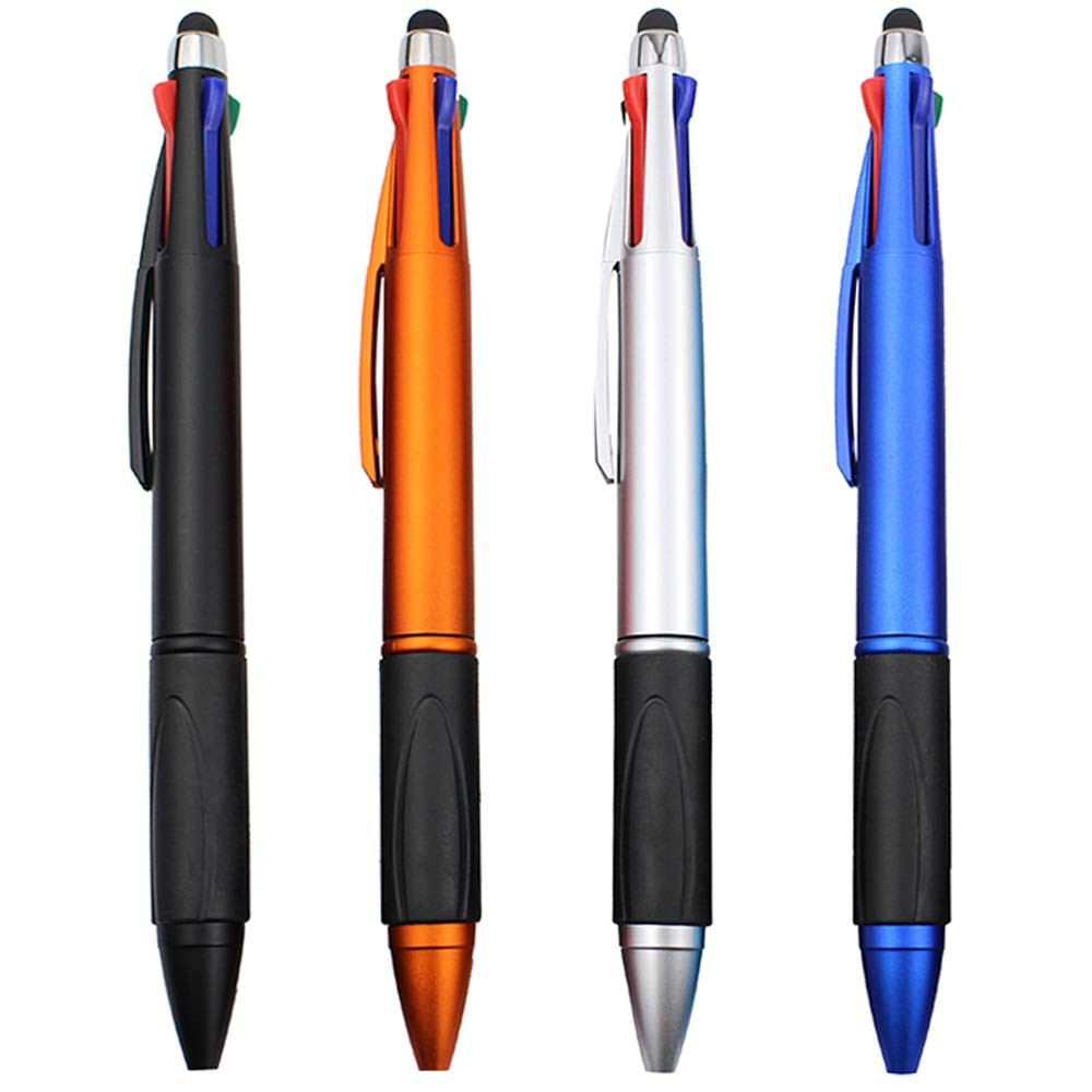 Multi Colored Ballpoint Pens 4 Color Touch Screen Stylus Pen with Color