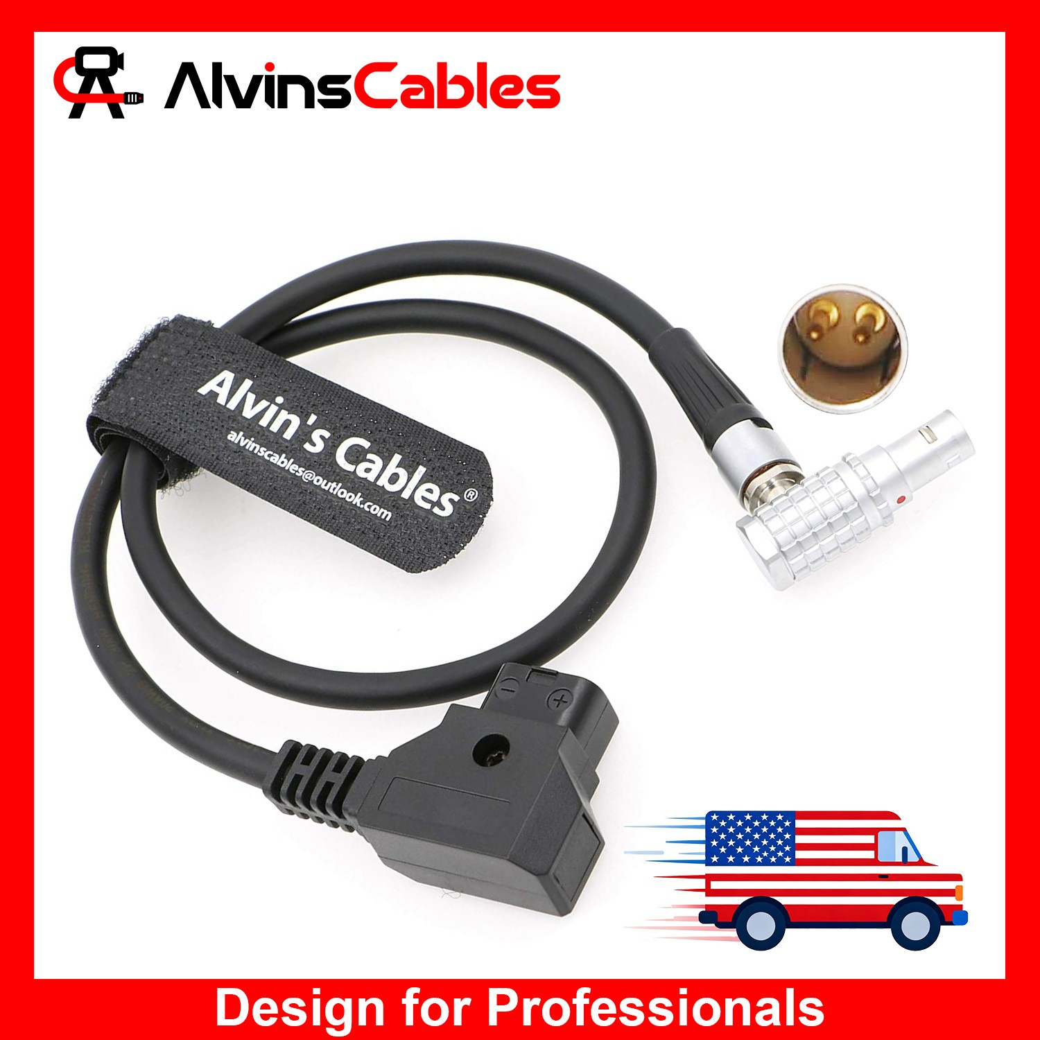 45cm D-Tap to 2 Pin Right Angle Power Cable for Teradek SmallHD Z-CAM DJI PVC