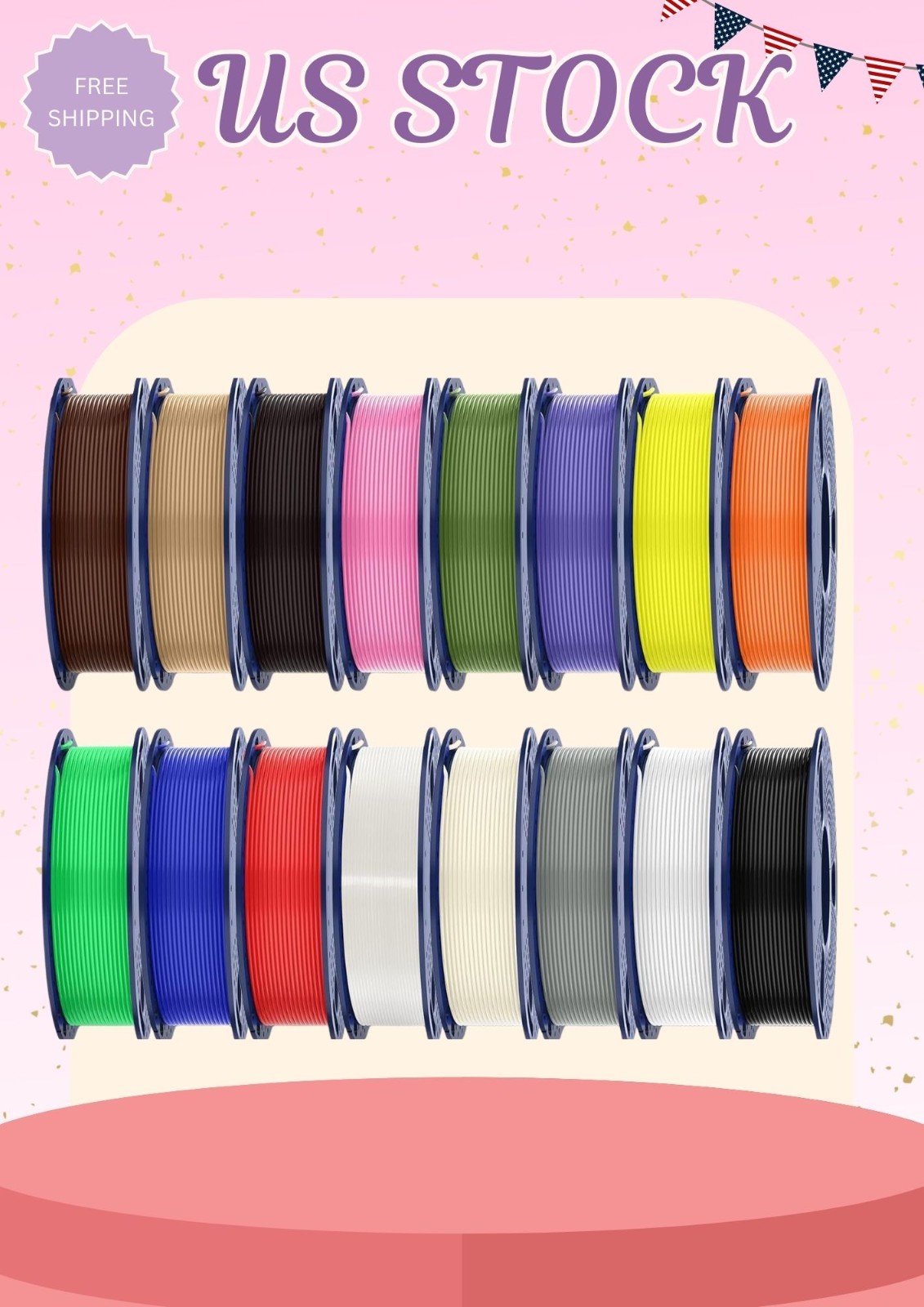 PLA Plus Filament 16 Color Bundle - 1.75mm PLA+ Mini Spool 16-Pack Kit